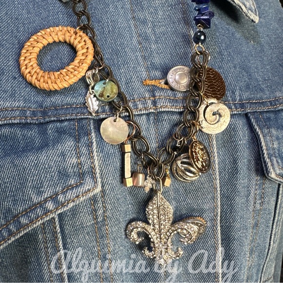 Multi charms bohemian necklace lapis - Picture 2 of 6